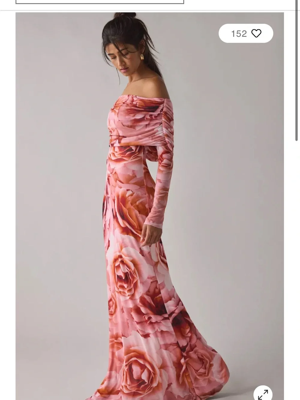 Off-Shoulder Pink Floral Maxi Dress afrm - Picture 2 of 8